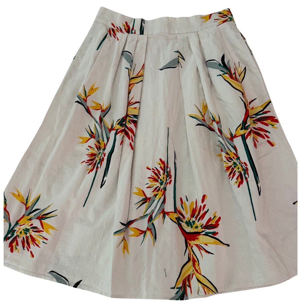 Eva Mendes NY company White Floral MIDI Skirt With Pockets Size 6